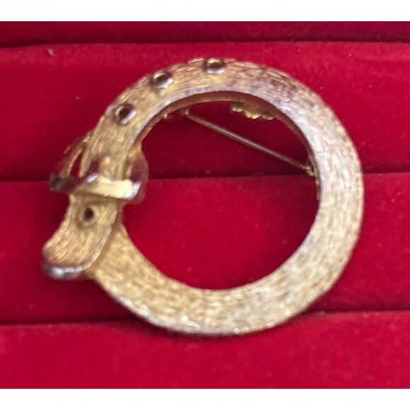 Vintage Mamselle Belt Buckle Gold-Tone Brooch Pin 1960s Collectible Jewelry - Picture 4 of 8
